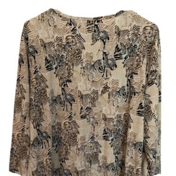 Bon Worth Womens Zebra Animal Print Pullover Size Large Long Sleeve - Picture 2 of 4